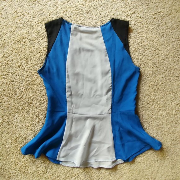 New York & Company Color Blocked Peplum Bl… - Picture 2 of 6